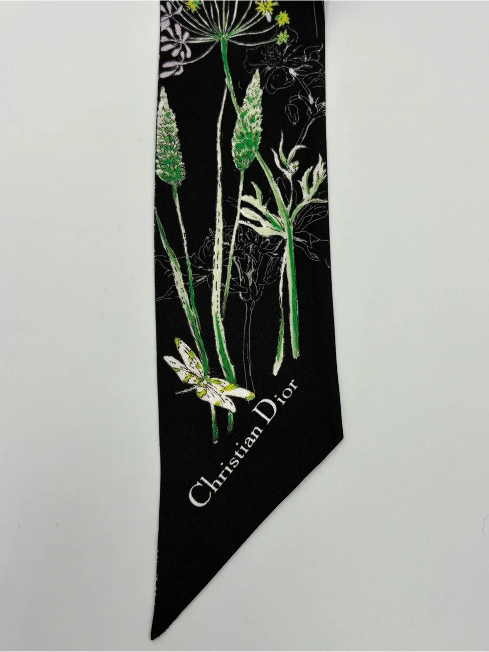 Christian Dior Herbarium Mitzah Silk Scarf Black Dragonfly Botanical